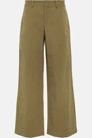 Vince High-rise cotton twill wide-leg pants
