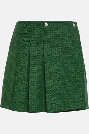 Plan C Pleated wool-blend miniskirt