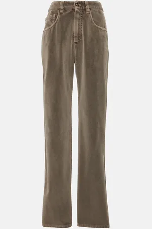 Brunello Cucinelli Mid-rise cotton velvet straight pants