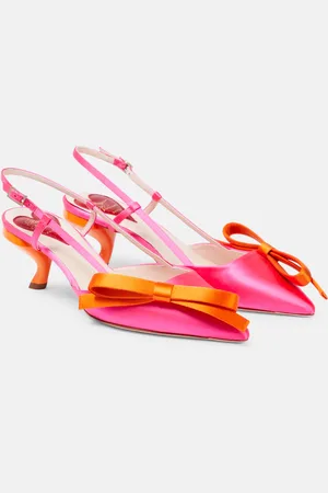 Roger Vivier Virgule bow-embellished satin slingback pumps