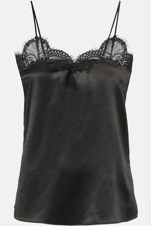 CO Lace-trimmed silk satin camisole