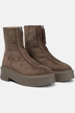 The Row Zipped Boot 1 suede boots