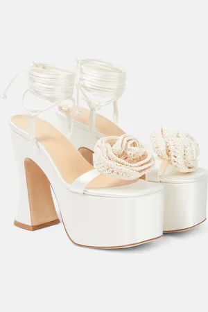 MAGDA BUTRYM Floral-appliquÃ© satin platform sandals