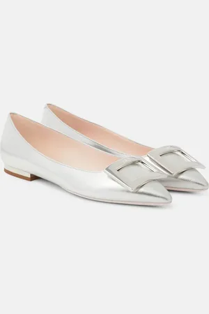 Roger Vivier Gommettine metallic leather ballet flats