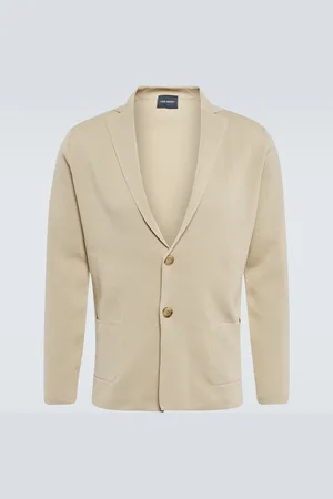 Thom Sweeney Single-breasted cotton knit blazer