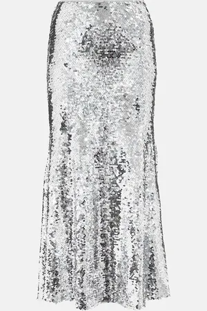 Self-Portrait Sequined flared maxi skirt