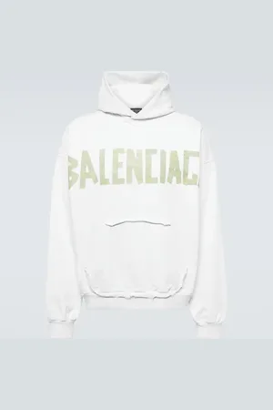 Balenciaga Tape Type Ripped cotton fleece hoodie