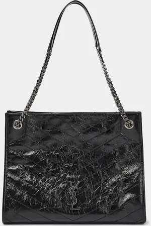 Saint Laurent Niki crinkled leather shopper