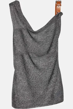 BLUMARINE LurexÂ® leather-trimmed top