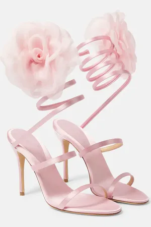 MAGDA BUTRYM Floral-appliquÃ© satin sandals