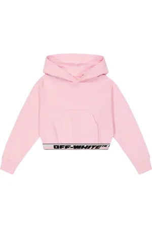 OFF-WHITE Logo cropped cotton jersey hoodie