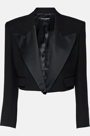 Dolce & Gabbana Cropped wool-blend tuxedo blazer