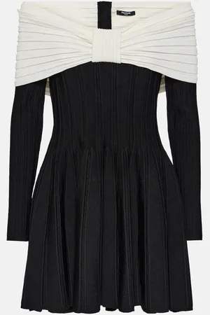 Balmain Off-shoulder bow-detail minidress