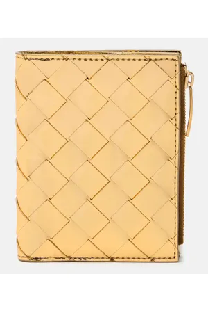 Bottega Veneta Intrecciato metalic leather wallet