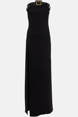 Tom Ford Buckle-detail strapless sablÃ© gown