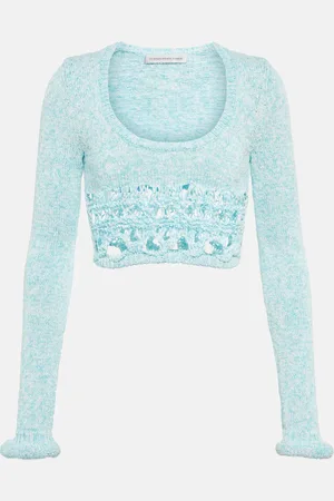 CHRISTOPHER ESBER Open-knit cotton-blend crop top