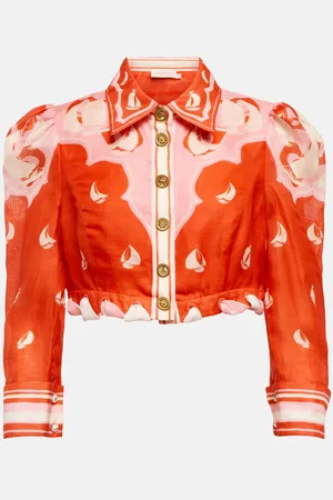 ZIMMERMANN High Tide eyelet-trimmed silk and linen shirt