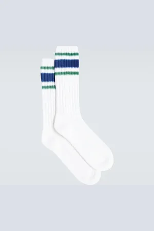 SACAI Striped cotton-blend socks