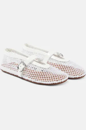 Alaïa AlaÃ¯a Leather-trimmed fishnet ballet flats