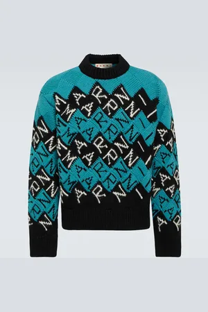 Marni Intarsia logo virgin wool sweater