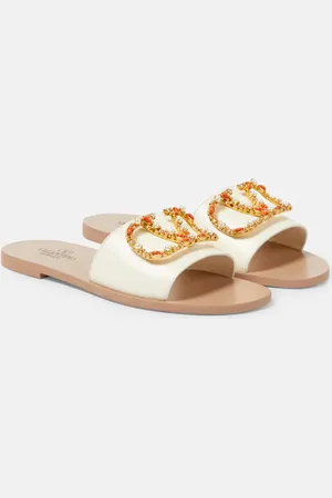 VALENTINO GARAVANI VLogo Signature embellished leather slides
