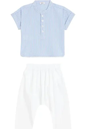Il gufo Baby cotton blouse and cotton-blend pants