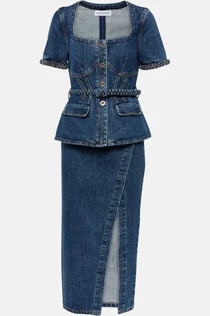 Self-Portrait Denim midi dress
