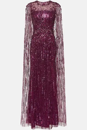 Jenny Packham Ruby caped sequined gown