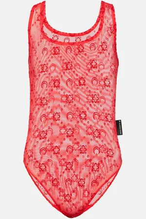 Marine Serre Moonogram embroidered mesh bodysuit