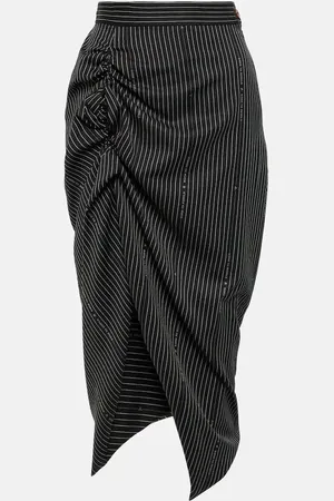 Vivienne Westwood Pinstriped wool and cotton midi skirt