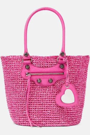 Balenciaga Le Cagole Medium raffia tote bag