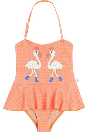 Tiny Cottons Flamingos checked swimsuit