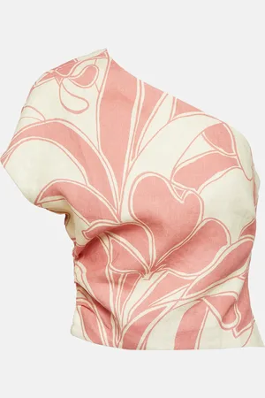 SIR Belletto printed one-shoulder linen top