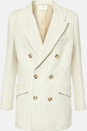 Frame Striped cotton and linen blazer