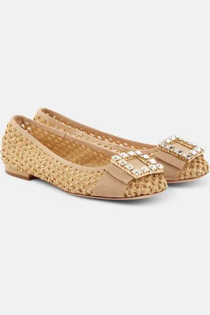Roger Vivier TrÃ¨s Vivier raffia-effect ballet flats