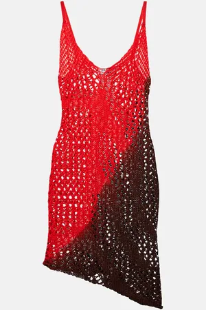 The Attico Printed cotton crochet minidress