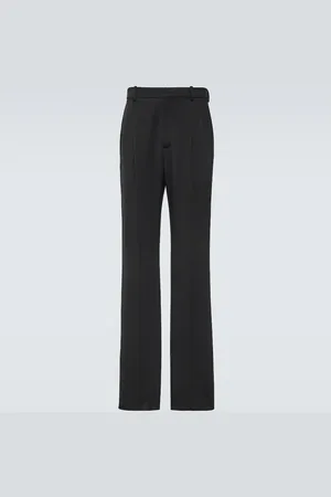 Saint Laurent Pleated grain de poudre wide-leg pants