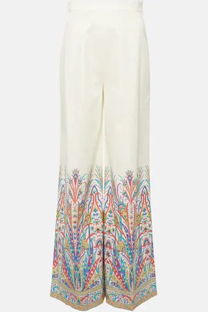 Etro Printed cotton-blend wide-leg pants
