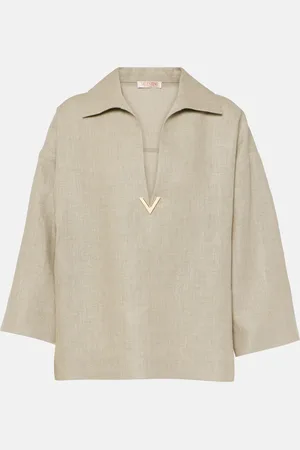 VALENTINO VGold linen canvas top