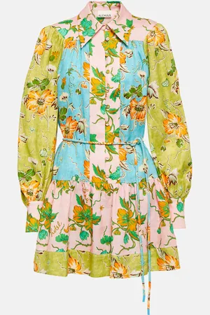 ALÉMAIS AlÃ©mais Printed colorblocked linen shirt dress