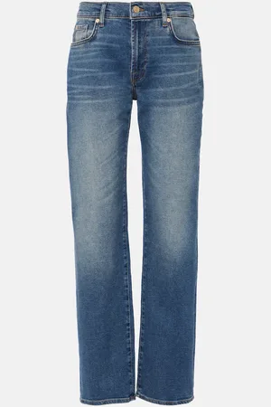 7 for all Mankind Ellie high-rise cotton-blend straight jeans