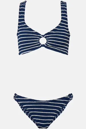 Hunza G Hallie striped ring-detail bikini