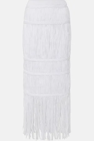 Simkhai Yarra fringed cotton midi skirt