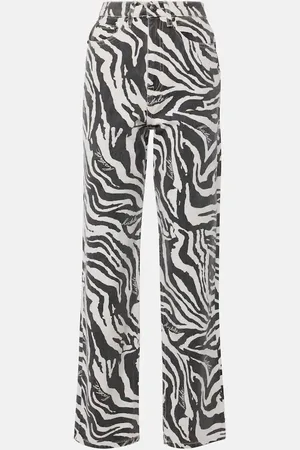 ROTATE Betty zebra-print straight jeans