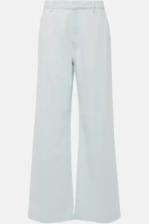 Vince High-rise cotton twill wide-leg pants