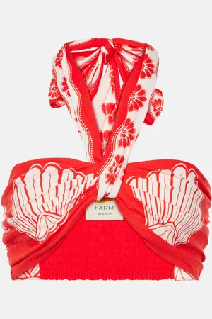 Farm Rio Ainika Shell linen-blend bra top