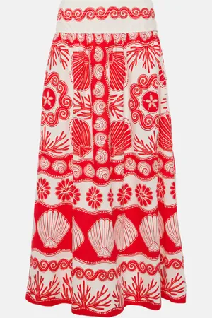 Farm Rio Ainika Shell linen-blend maxi skirt
