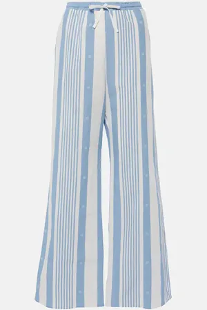 Givenchy 4G striped cotton and linen wide-leg pants