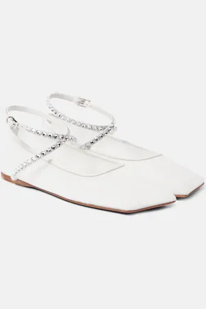 Amina Muaddi Ane embellished mesh ballet flats