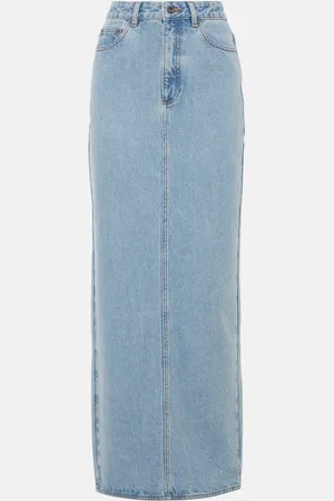 Self-Portrait High-rise denim maxi skirt